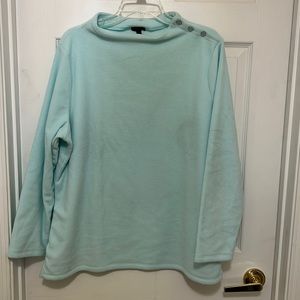 NWOT Talbots Size 1x fleece in favorite aqua color. 3 button accent shoulder